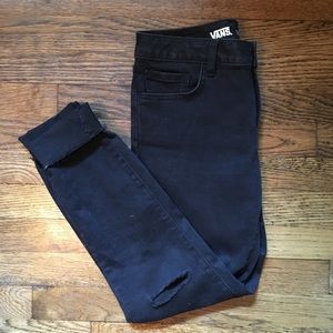 Skinny 9 black distressed Vans jeans